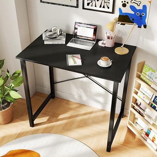 DUMOS 32 Inch Office Small Computer Desk Modern Simple Style Writing Study Work Table for Home Bedroom - Wood Black thumbnail 2