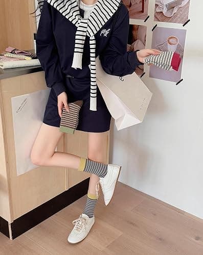 Tuuwjo 5 Pairs Colorful Striped Socks for Women Girls Cute Vintage Cotton Crew Socks Retro Athletic Casul Calf Socks thumbnail 3