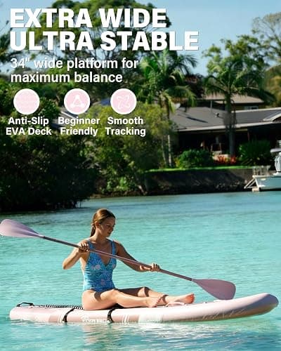 TIGERXBANG Inflatable Paddle Board with Kayak Seat, 11'x34 Wide SUP Board for Adults 500lbs Capacity, Blow Up Stand Up Paddle Board with Accessories, Perfect for Lakes, Rivers & Ocean, Blue thumbnail 4