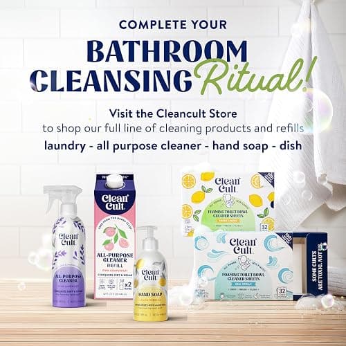 Cleancult Toilet Bowl Cleaner Sheets - Dissolvable, Septic Safe, Effective Cleaning, Removes Stains & Rings, Cleans & Deodorizes - 32 Uses - Fresh Lemon Scent - Plastic-Free Packaging,(Pack of 2) thumbnail 8