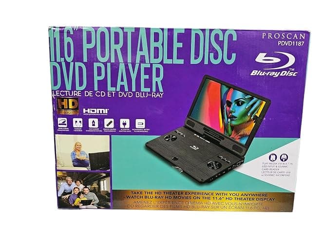 Proscan 11.4" Portable Blu-ray Player with HDMI Port, SD/MMC Card Slot, USB Port, Ethernet port, Remote, plays CD,DVD, Blu-ray Media, For Car use or Traveling - PDVD1187 (Renewed) thumbnail 8