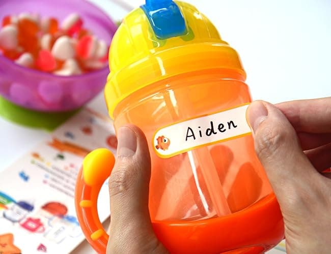 Baby Bottle & Daycare Name Labels, Self-Laminating Waterproof Stickers for Kids Stuff, Dishwasher Safe Write-On Name Tags for School & Home, Assorted Sizes & Colors, Pack of 64 thumbnail 3