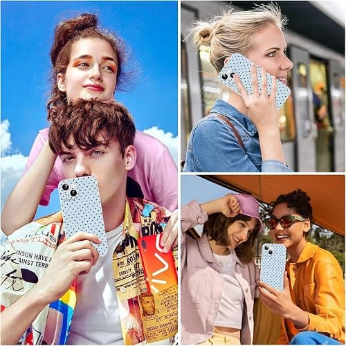 RUMDEY Polka Dot Phone Case for iPhone 14 Cute Fashion Pattern Case 6.1", Aesthetic Trendy Stylish Print Design Women Girly Cover Camera Protective Gloss Soft Slim Silicone Shockproof TPU Funda, Blue thumbnail 8