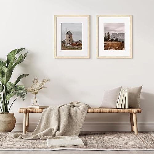 FinalFind 16x20 Picture Frame with Mat for 11x14 Set of 3, Natural Wood Grain 16x20 Frames for Horizontal & Vertical Wall Mounting (3 Pack,Natural) thumbnail 5