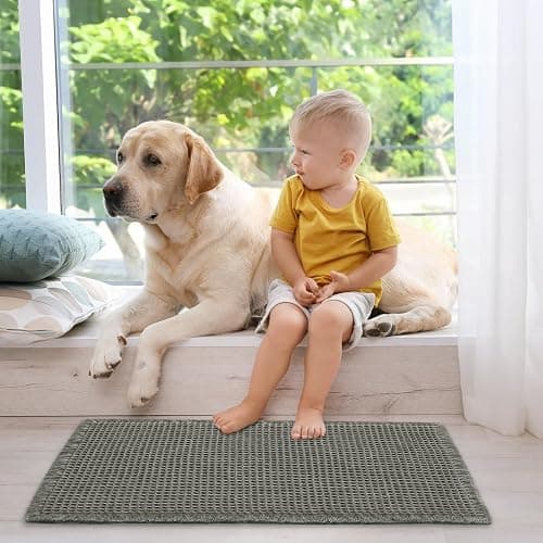 ZALL Waffle Bath Mat,Super Absorbent Non Slip Bathroom Rug,Dark Green 18x30inch,Machine Washable Ultra Soft Floor Mats thumbnail 6
