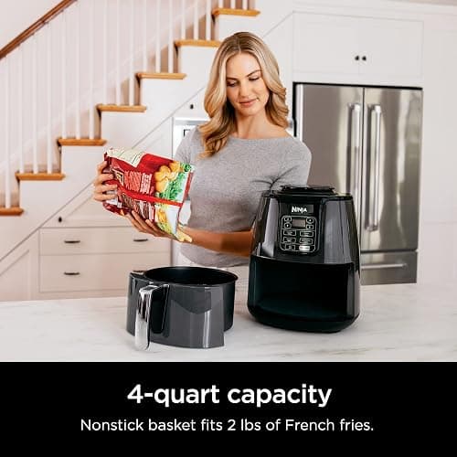 Ninja Air Fryer, Roast, Bake, Air Fry, Roast, Broil, Reheats, & Dehydrates, 4-in-1, Fries, Frozen Food, Veggies, and Juicy Meat, Less Oil, Easy Meals, Healthy Meals, Compact, 4 QT, Grey, AF101 - 4 QT thumbnail 2