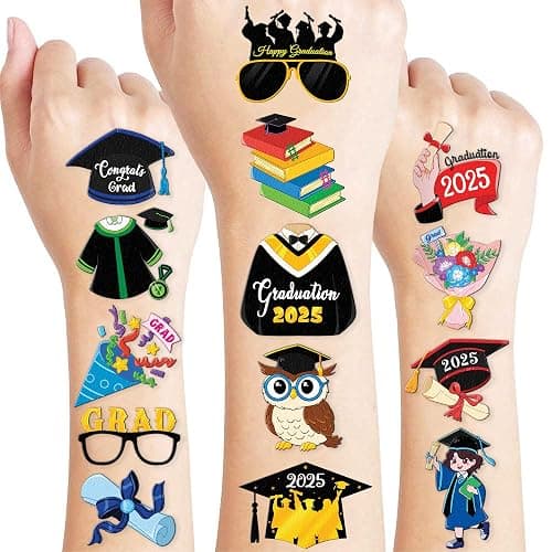 120 PCS Happy Graduation Grad Congrats Pre-Cut Temporary Tattoos for Kids | Super Cute Themed Birthday Party Favors, Supplies, Decorations, Fake Tattoo Stickers, School Rewards & Gifts Boys & Girls - Image 1