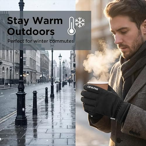 Cevapro Thermal Winter Gloves, Anti-slip Touch Screen Gloves Warm Glove for Running Cycling Driving Skiing thumbnail 2