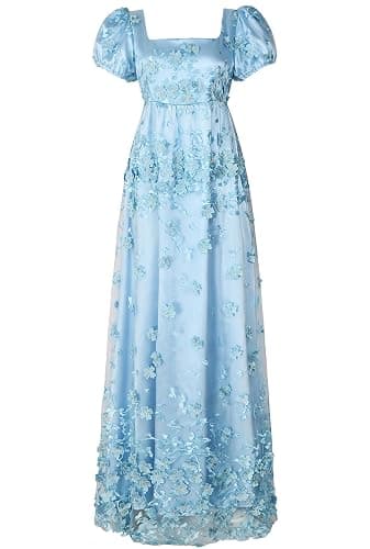 Regency Dress Empire Gown Embroidered Mesh - Image 1