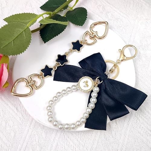 Nalefow 4Pcs Purse Extender Chain & Bow Keychain Kit, 2 Extender Chains & 2 Bow Charms,Handbag Strap Extenders Purse Charms thumbnail 2