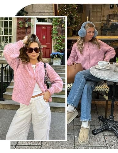VDWIP Women's Cardigan Sweaters Button Down Open Front Chunky Cardigan Long Sleeve Cropped Y2k Knit Outerwear thumbnail 6
