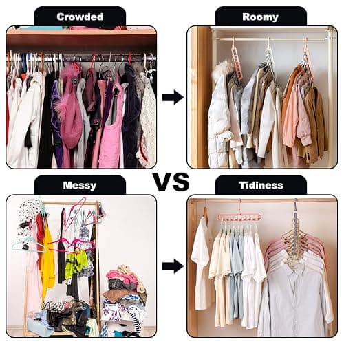 HEYHOUSE Closet Organizers and Storage,College Dorm Room Essentials,Pack of 6 Multifunctional Organizer Magic Space Saving Hangers with 9 Holes Storage Organization for Wardrobe Closet thumbnail 4