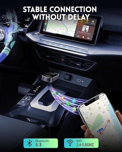 Wireless CarPlay Adapter for Apple iPhone iOS 10+ & Cars from 2015+, Mini Edition, Converts Factory Wired to Wireless CarPlay Dongle Plug & Play (Brushed Cobalt Blue) thumbnail 6