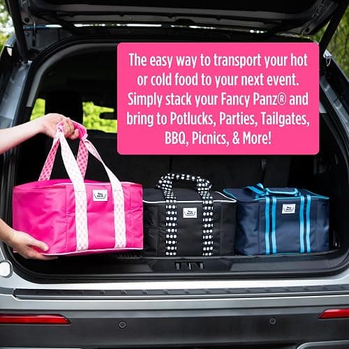 Fancy Panz - Pink Insulated Casserole Carrier Bag - Insulated Thermal Bags for Hot & Cold Food Holds 2 Standard Size Fancy Panz - 2 Pockets - Food Container - Hosting Essentials thumbnail 3