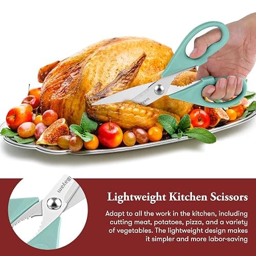iBayam All Purpose Kitchen Shears Heavy Duty - Stainless Steel Kitchen Shears With Protective Sheath, Soft Grip Handle, Food & Meat Scissors, Home, Kitchen, Dining Utility Gadgets/Essentials/Utensils thumbnail 5