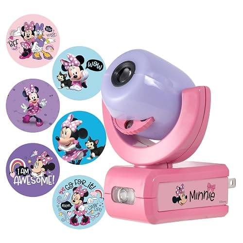 Disney Projectables Disney Minnie Mouse LED Kids Night Light, Projector, Dusk to Dawn, Plug-in ,Mickey Mouse, for Kids, Girls Bedroom, Playroom, Gaming Room, Nursery, 57958 - 1 Pack - Purple/Pink Minnie Projectable - Image 1