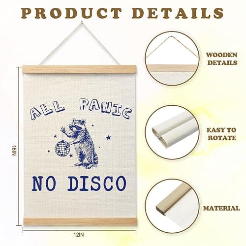 OJMFHEGEE Funny Retro Raccoon Meme Wall Art Poster 12x16 in, All Panic No Disco Weird Trash Panda Racoon Mental Health Wall Decor Artwork Prints for Home Bedroom Living Room Office thumbnail 2