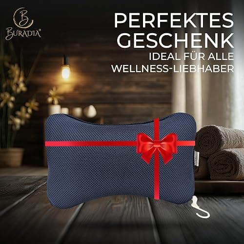 BURADIA Almohada para bañera con red de lavandería, máxima comodidad y relajación con la última tecnología Air Mesh – Cojín de baño para bañera con 4 ventosas fuertes – Almohada cervical/almohada thumbnail 7