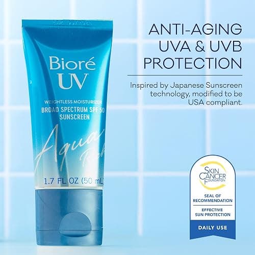Biore UV Aqua Rich Daily Hydrating Facial Moisturizer with SPF 50 | Oil Free Sunscreen & Primer for Makeup with Hyaluronic Acid, No White Cast, Non-Comedogenic, For Sensitive Skin, PA++++, 1.7 Oz thumbnail 7