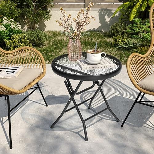 JOINHOM Outdoor Side Table - Small Patio End Table All Weather, Patio Furniture Sets and Outside Furniture for Pool, Balcony, Deck, Porch, Black thumbnail 5