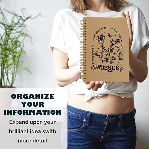 BearCake Boho Floral Christian Notebook Journal, Christian Gifts for Women, Bible Notebooks for Note Taking, Bible Journaling Notebook, Where the Jesus Hardcover Spiral Notebook 5.5x8.3 kraft paper thumbnail 6