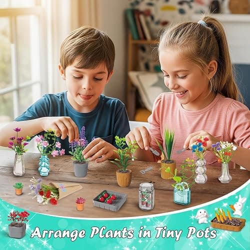 Make It Miniature Botanicals Kit - Mini Plants Collectibles with Flowers, Bouquets, Bonsai, Succulent, Garden, Wooden Display Stand - DIY Crafts Toy Gifts for Kids 6+, Collectors, Decoration thumbnail 2