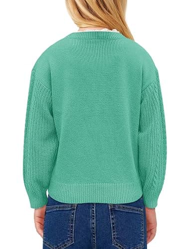 INFULEIMU Girls Sweaters Crewneck Long Sleeve Kids Sweater Fall Winter Chunky Knit Pullover Jumper 5-14 thumbnail 3