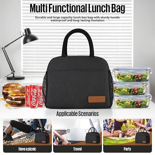 douyadady Lunch Bag Women/Men Lunch Box Women/Men (black) thumbnail 3