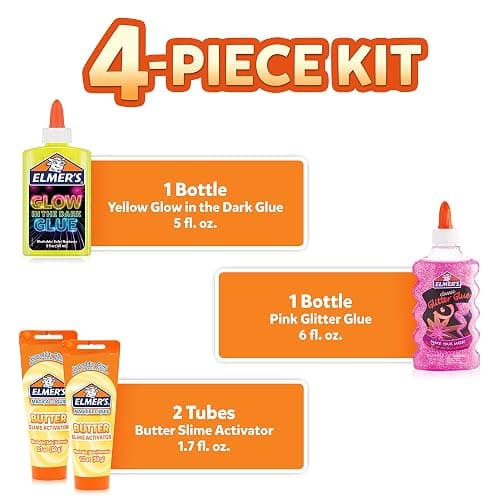Elmer’s Butter Slime Kit, Includes Glow in the Dark Glue, Glitter Glue, Slime Activator, 4 Count - Kids Activity, Creative, Fun Holiday Gift thumbnail 2