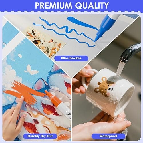 80 Colors Dual Tip Acrylic Paint Markers, Fabric Markers, Brush Tip Permanent Acrylic Paint Pens for Wood, Glass, Rocks, Paper, Coloring book,Ceramic,DIY Crafts for Adults,Kids and Art School Supplies thumbnail 2