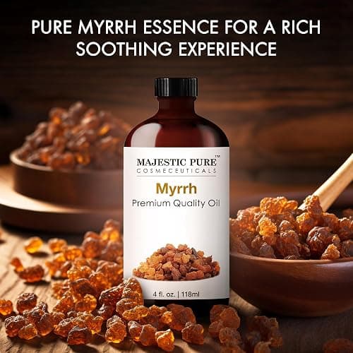 Majestic Pure Essential Oil with Glass Dropper - 100% Pure and Natural - Essential Oils for Diffuser, Aromatherapy, Soap and Candle Making, Myrrh Essential Oil, Myrrh Oil, 4 Fl Oz thumbnail 2