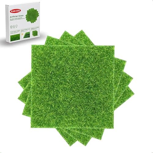 KAEZDD 4 Pcs 6 X 6 Inch Fake Grass Decor for Crafts, Artificial Grass for Miniature Ornament Projects, Model Turf Grass for DIY Fairy Garden Accessories and Decor Kit - Image 1