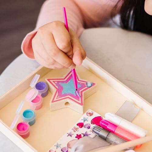 Melissa & Doug Created By Me! Paint & Decorate Your Own Wooden Princess Wand Craft Kit, Pink Princess Crafts Great for Rainy Days, Toys for Kids Ages 4+ | 27 Piece Arts & Crafts Activity, Princess Pretend Play, Wooden Star, Paint, Gems, Ribbons, Preschool Toys for Kids, Ages 4+ thumbnail 7