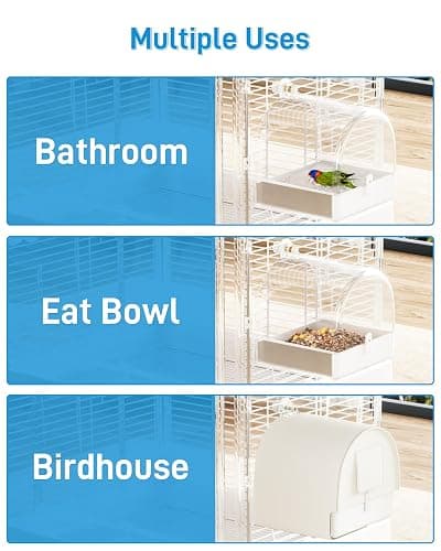 🌟BUCATSTATE Hanging Bird Bath for Cage, 3 in 1 Multifunction Bird Bath/Bowl/House, Bird Cage Accessories Suitable for Small to Medium Birds, Like Lovebirds, Finches, Parakeets, Mannikin thumbnail 4