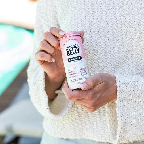 Wonderbelly Antacid Effective Heartburn and Instant Acid Indigestion Relief Extra Strength Chewable Tablets 1000 mg Calcium Carbonate No Talc or Dye Strawberry Milkshake 50 count thumbnail 5