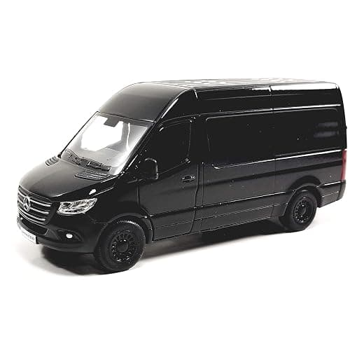 KiNSMART - Mercedes-Benz Sprinter Cargo Van 1:48 O Scale 5" Die Cast Metal Model Toy Van, Pull-Back Action (Black) - Image 1