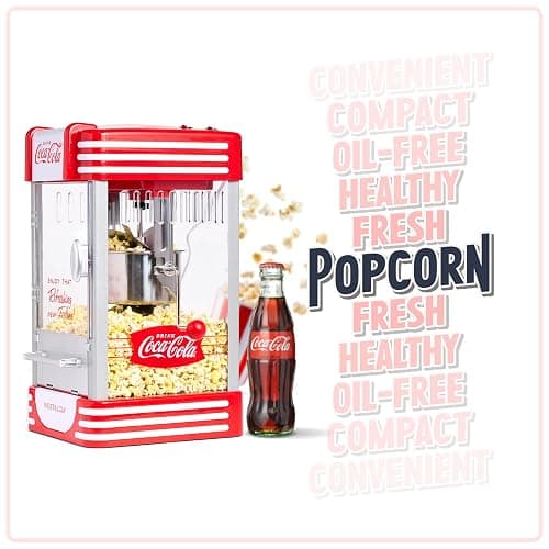 Nostalgia Coca-Cola Popcorn Maker Machine - Professional Tabletop With 2.5 Oz Kettle Makes Up to 10 Cups - Vintage Popcorn Machine Movie Theater Style - Coke Red - Tabletop - Coke Red thumbnail 6