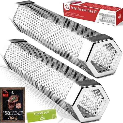 LIZZQ Premium Pellet Smoker Tube 12" (Set of 2) - 5 Hours of Billowing Smoke, Hot or Cold Smoking, for Any Grill or Smoker, An Easy and Safe Way to Provide Smoking, Free eBook Grilling Ideas & Recipes - Image 1
