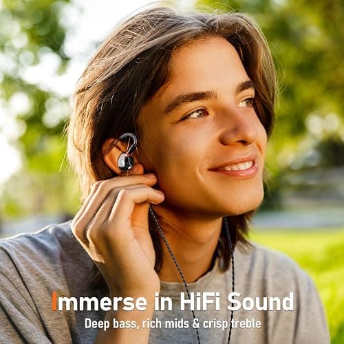 Vibes 202 Wired Earbuds - HiFi in Ear Monitor Headphones – Professional Noise Isolating Ear Buds - Clear Sound, Deep Bass & Comfort-Fit IEM Earphones - MMCX to 3.5mm, Silver Plated Cord, Carrying Case thumbnail 2