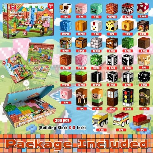 300 PCS Magnetic Blocks - Magnetic Building Block for Kids Ages 4-8 8-12, Creative Construction Stacking Magnet Block Sets, Magnet Cubes Building Toy for Girl Boy Age 3+ Christmas Birthday Gift thumbnail 2