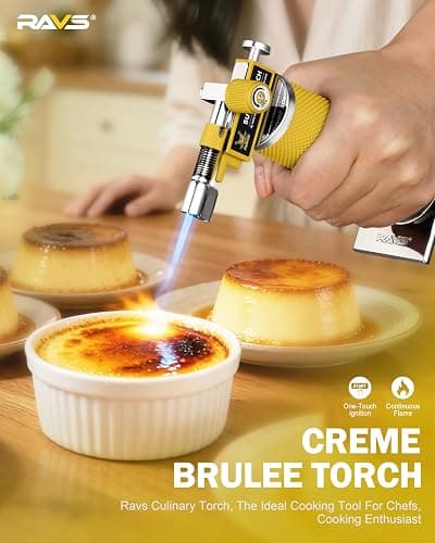 RAVS 2 Flame Mode Butane Torch Lighter, Refillable Kitchen Torch with Adjustable Flame and Safety Buckle, Yellow Jewelry Torch for Welding, Resin Art, Industrial, Butane Fuel not Include thumbnail 4