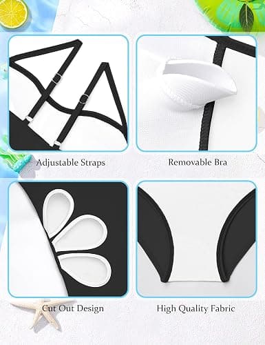 TALLWH Girls Swimsuit Adjustable Straps Cut Out One Piece Bathing Suit with Solid Color Cover Up Skirt Girls' Swimwear 5-16Y thumbnail 6