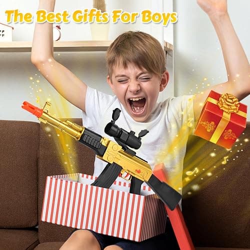 BYTEWAR Electric Golden AK-47 Realistic Soft Bullets Toy Gun,Foam Blasters Toys with 40 Foam Darts & 2 Magazines,Automatic Sniper Rifle for Kids Ages 6+ Years Old,Christmas Birthday Gift for Boys thumbnail 5