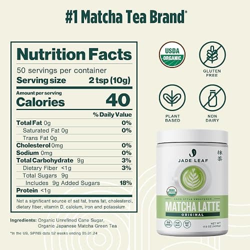 Jade Leaf Matcha Organic Premium Ceremonial Grade Matcha Green Tea Powder - Japanese - Culinary, Ingredient, Ceremonial Barista Teahouse, Latte, Collagen, 17.6 Ounce (Pack of 1), Matcha Latte thumbnail 9
