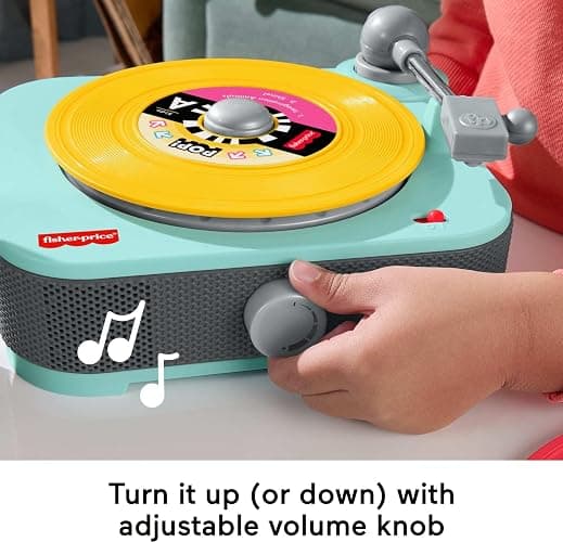 Fisher-Price Musical Toy Deluxe Rockin’ Record Player Pretend Turntable with 6 Albums for Preschool Play Plus Bonus Exclusive Holiday Album Kids Ages 3+ Years (Amazon Exclusive) thumbnail 5