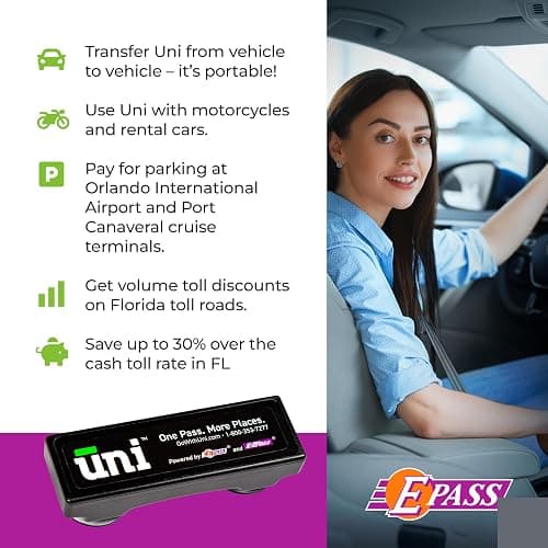 E-PASS Uni Prepaid Portable Toll Pass Works in 19 States Including FL, GA, NC, VA, WV, MD, DE, NJ, NY, PA, MA, RI, NH, ME, OH, IN, IL, KY, and MN – Black thumbnail 6