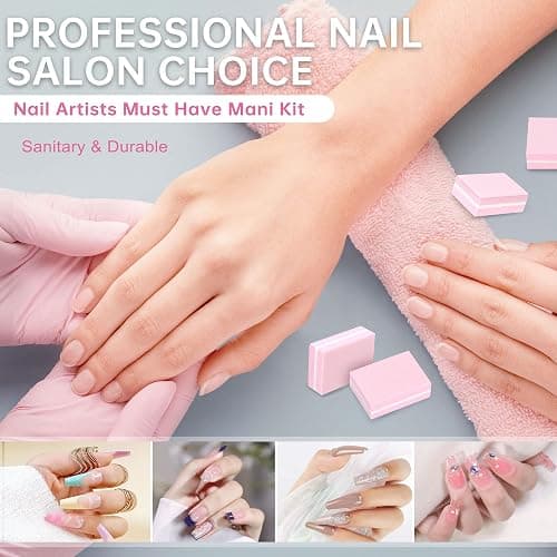 Mini Nail Buffer Blocks, 100/180 Grit Sponge Buffing Sanding Block File Manicure Tools Bulk 50Pcs (Pink) thumbnail 7