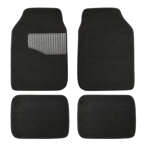 Amazon Basics Universal Fit Anti-Slip Carpet Floor Mats, Full Set for Car, SUV, Van & Truck, 4 count, Black, 25"L x 17.5"W (Front), 13"L x 17.5"W (Rear) - Image 1