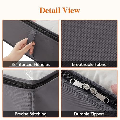 Lifewit 95L 4 Pack Under Bed Storage Containers, Large Capacity Blanket Storage Bags with Reinforced Handle, Organization and Storage for Comforters, Sheets, Clothes, Bedroom, College Dorm, Grey thumbnail 5