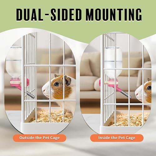 Choco Nose Patented No-Drip Water Bottle/Feeder for Guinea Pigs/Hamsters/Bunnies/Ferrets/Other Small Pets, Critters and Animals -for Cages, Crates or Wall Mount. 10.2 oz. Nozzle 10mm, Pink (C128) thumbnail 5